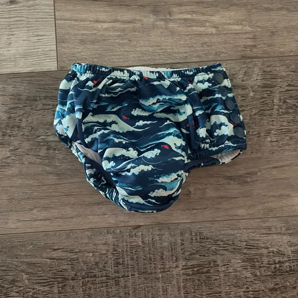 Green Sprouts Swim Diaper Blue Wave Pattern 18 months